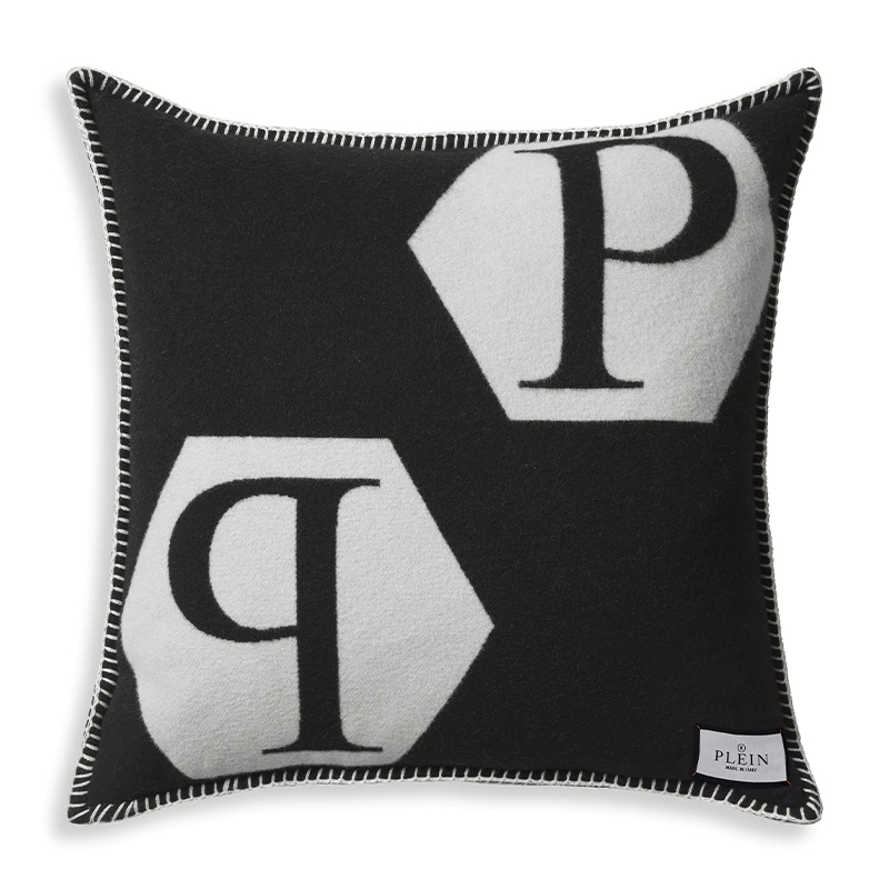 Подушка Philipp Plein Cushion Cashmere Black Черно-белый в Краснодаре | Loft Concept 