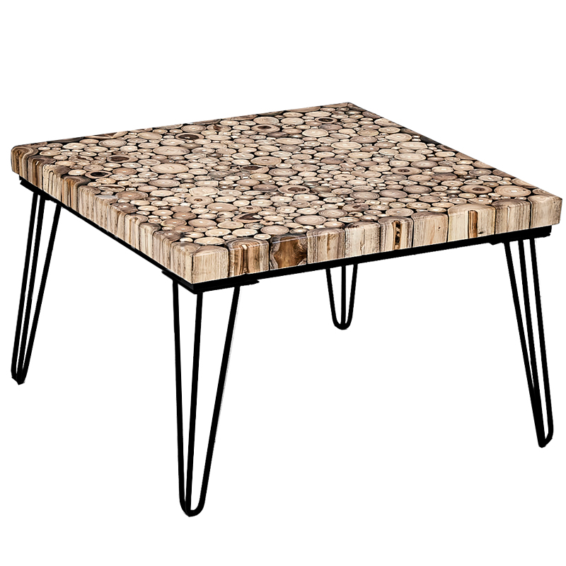 Кофейный стол Tree Cuts square coffee table Коричневый Черный в Краснодаре | Loft Concept 