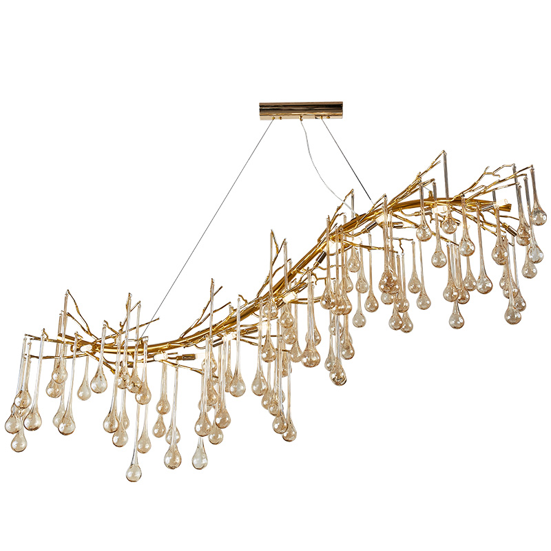 Люстра Droplet Branch Chandelier Глянцевое золото Янтарь (Amber) в Краснодаре | Loft Concept 