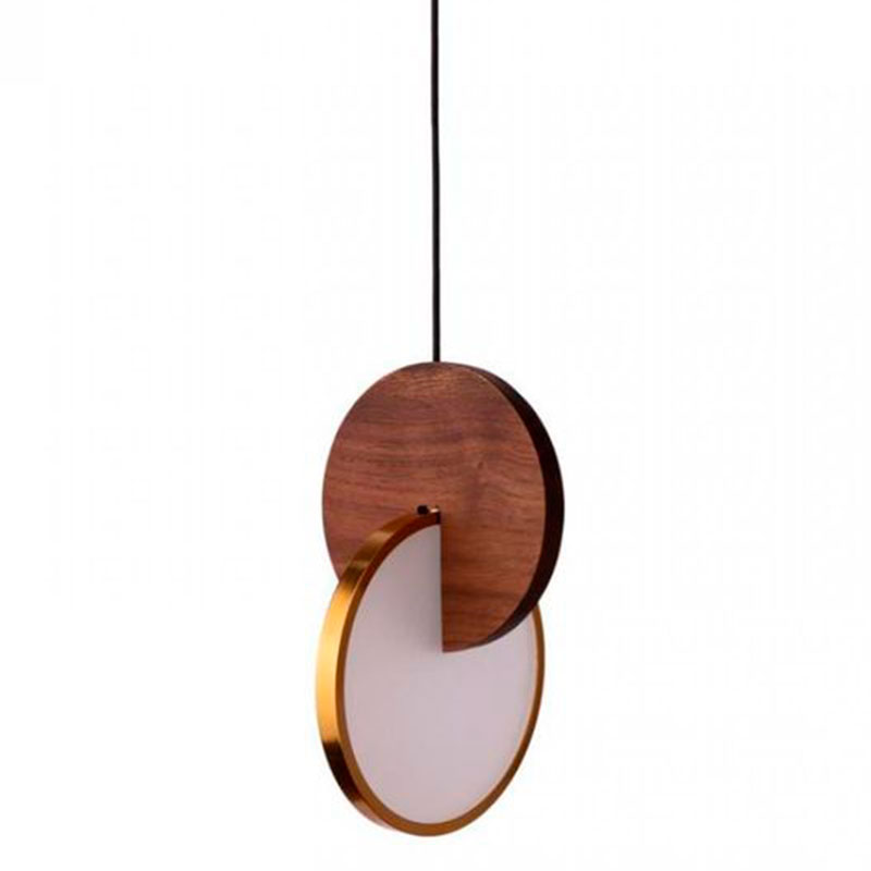 Подвесной светильник Eclipse Pendant Light Wood Золотой Белый Дерево Табак в Краснодаре | Loft Concept 