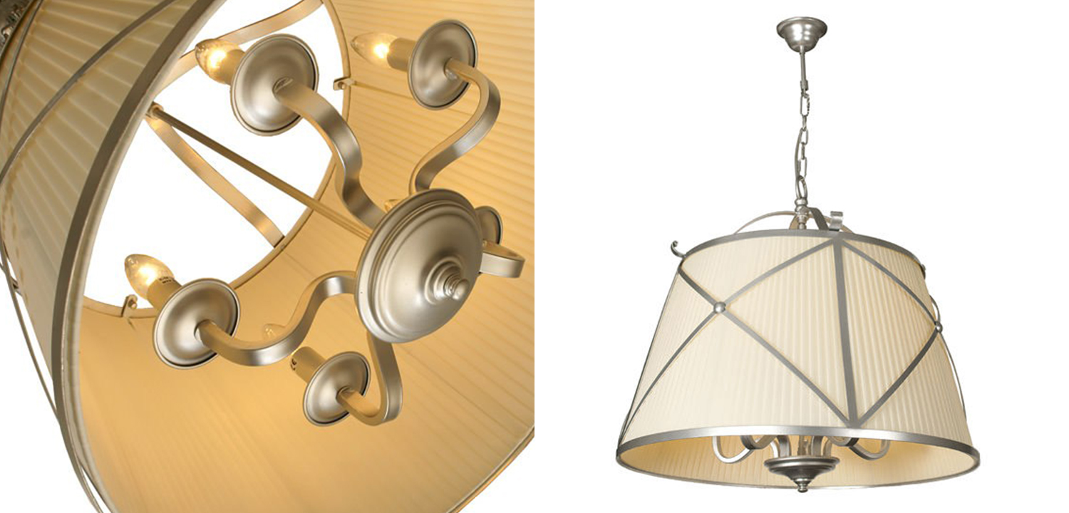 Люстра абажур Provence Lampshade Light Silver Chandelier - фото