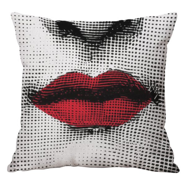 Декоративная подушка Fornasetti lips red Красный (Red) в Краснодаре | Loft Concept 