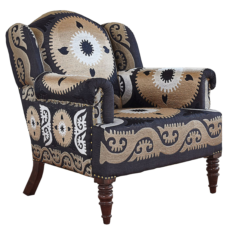 Armchair Mandala Beige Ornament Бежевый Черный в Краснодаре | Loft Concept 