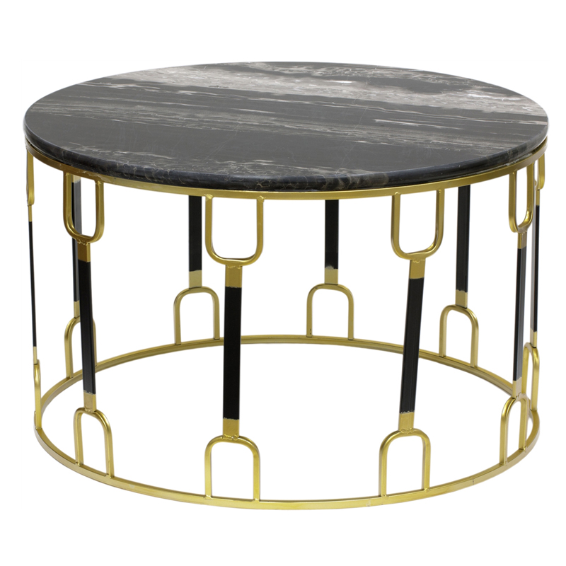 Приставной стол Dorius Side Table black marble Латунь Черный Черный Мрамор Nero в Краснодаре | Loft Concept 