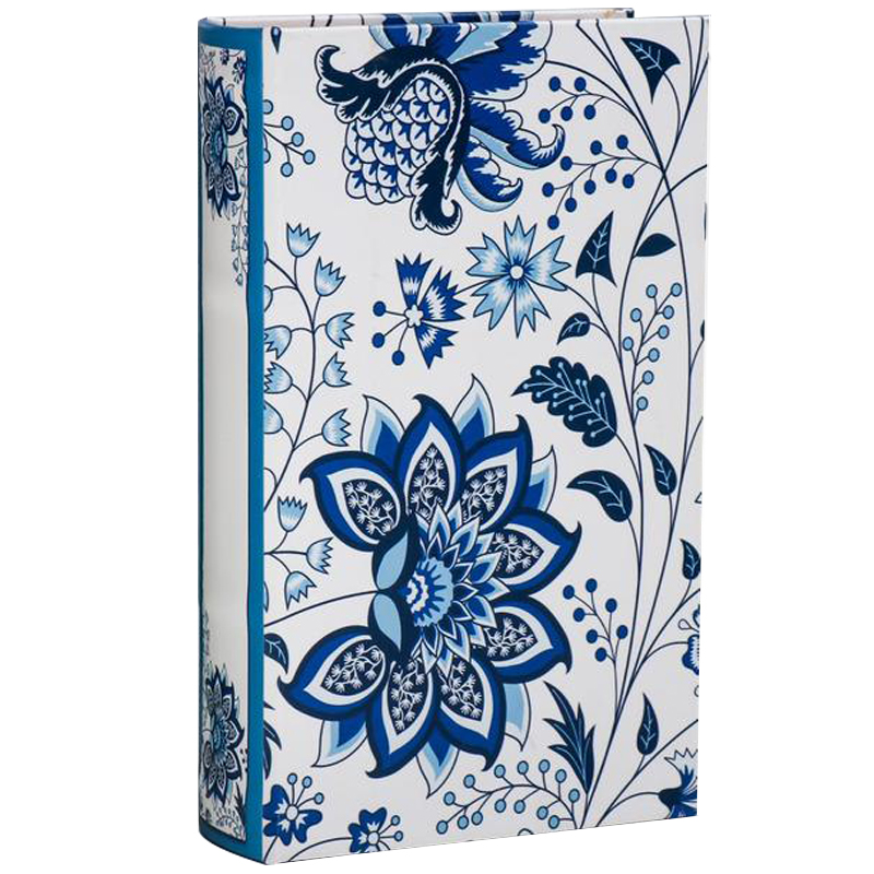 Шкатулка-книга с сейфом Fabulous Flowers Book Box Синий Белый в Краснодаре | Loft Concept 