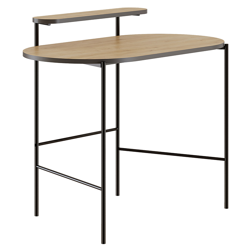 Стол письменный овальной формы с полкой LOUB WORKING TABLE BLACK OAK Древесина Черный в Краснодаре | Loft Concept 