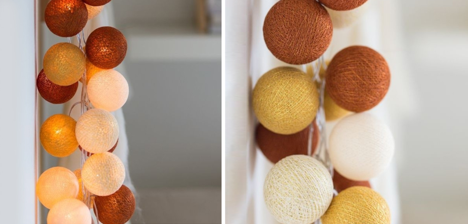 Гирлянда хлопковые фонарики Сotton Ball Gold-Copper - Loft-Concept в Краснодаре