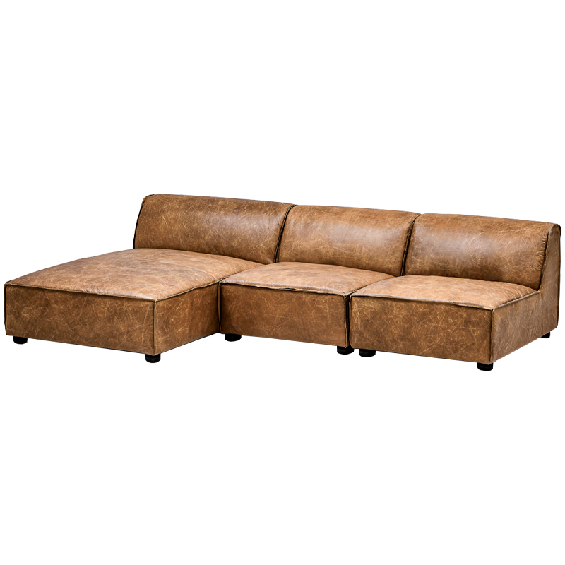 Диван Diehl Leather Sofa Карамель Хром в Краснодаре | Loft Concept 