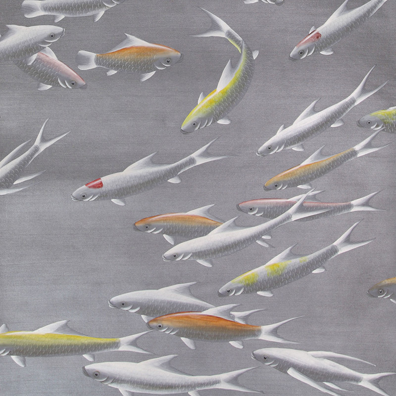 Обои ручная роспись Fishes Koi on Flash metallic Xuan paper  в Краснодаре | Loft Concept 