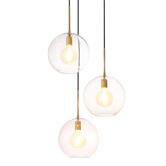 Люстра Chandelier Tango 3 light Латунь Античная полированная Темная бронза Прозрачное Стекло в Краснодаре | Loft Concept 