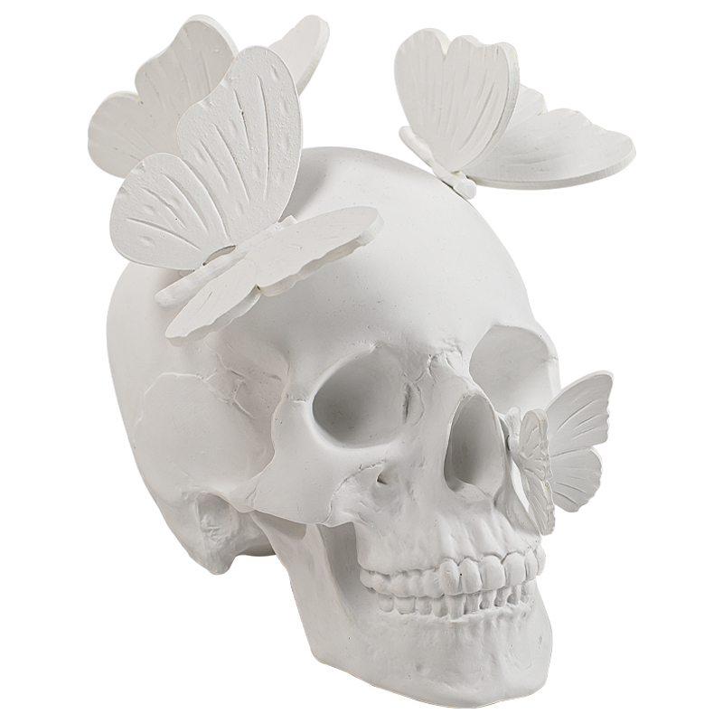 Статуэтка Skull with butterflies white Белый в Краснодаре | Loft Concept 