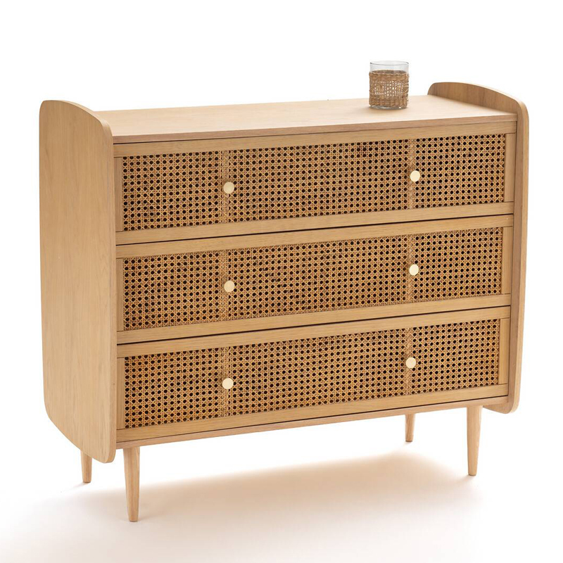 Комод с 3-мя ящиками из плетеного ротанга Aelius Rattan Wicker Chest of drawers Светлый дуб в Краснодаре | Loft Concept 