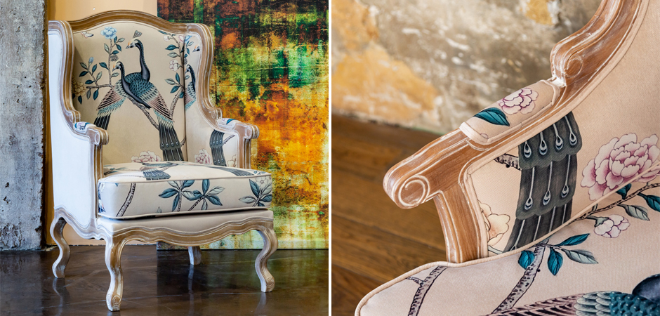 Кресло с синими павлинами Emperor