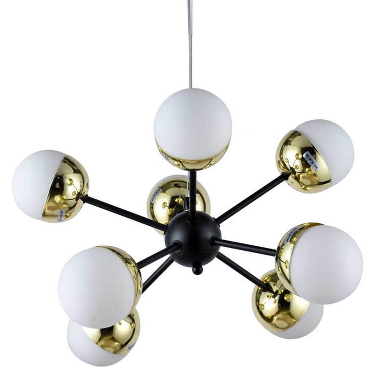 Люстра Sputnik White and Gold Globe Chandelier 8 Черный Золотой Белый в Краснодаре | Loft Concept 