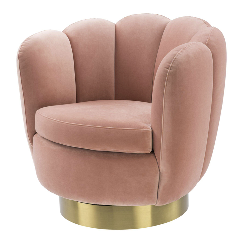 Кресло Eichholtz Swivel Chair Mirage nude Розовый пастельный Матовая латунь в Краснодаре | Loft Concept 