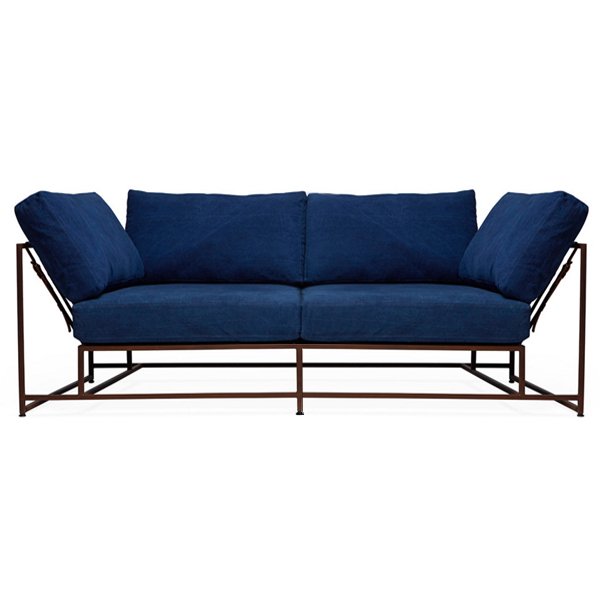 Двухместный диван Indigo Denim and copper Two Seat Sofa Индиго в Краснодаре | Loft Concept 