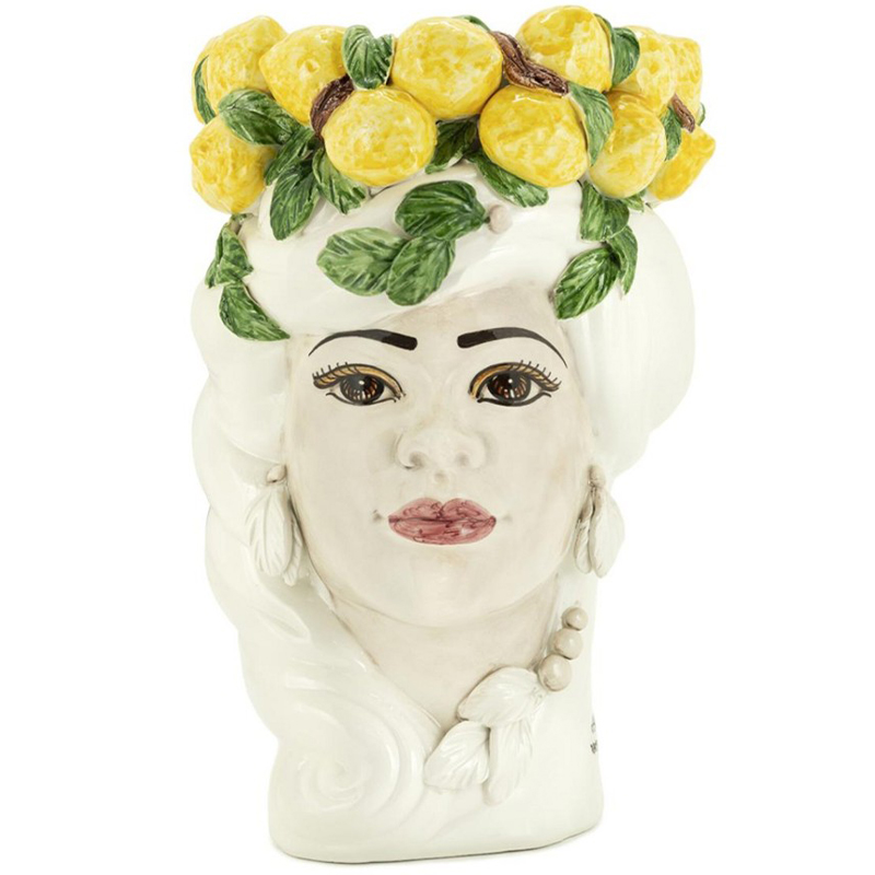 Ваза Vase Lemon Head Lady White Белый Желтый Зеленый в Краснодаре | Loft Concept 