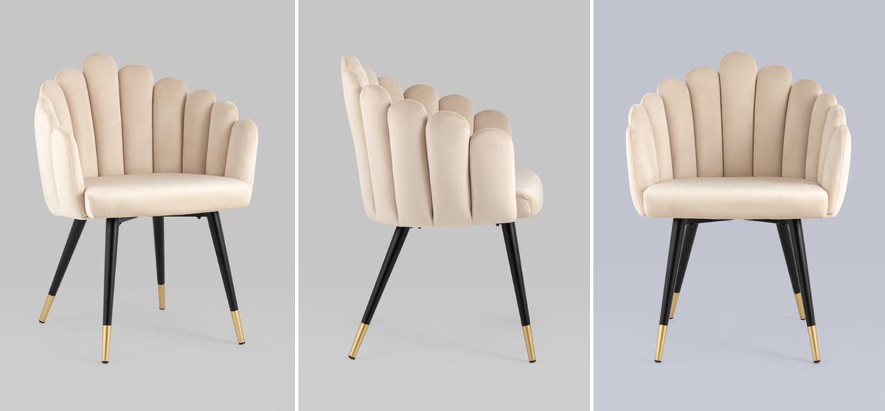 Стул Camellia Chair Бежевый Велюр - фото