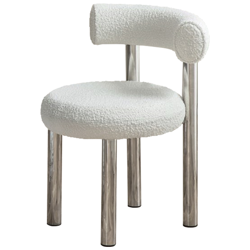 Стул Ellias White Boucle Chair Белый Хром в Краснодаре | Loft Concept 