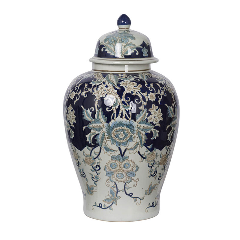 Ваза с крышкой Blue & White Ornament Vase 59 Белый Синий в Краснодаре | Loft Concept 