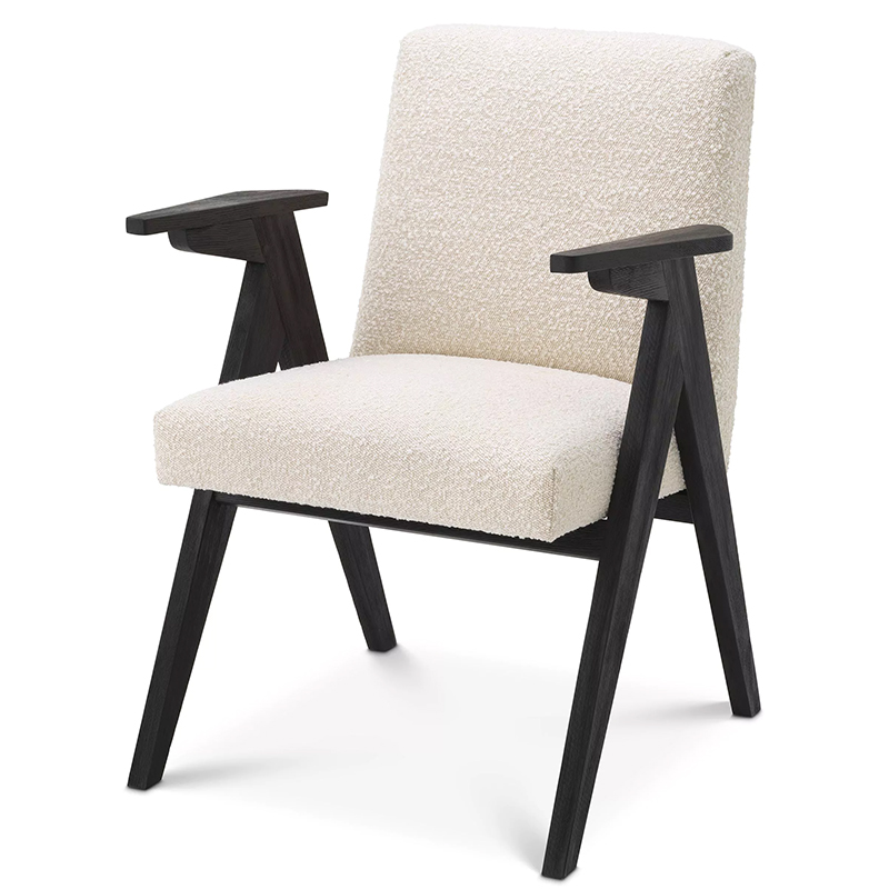 Стул Eichholtz Dining Chair Bobo Boucle Кремовый Черный в Краснодаре | Loft Concept 