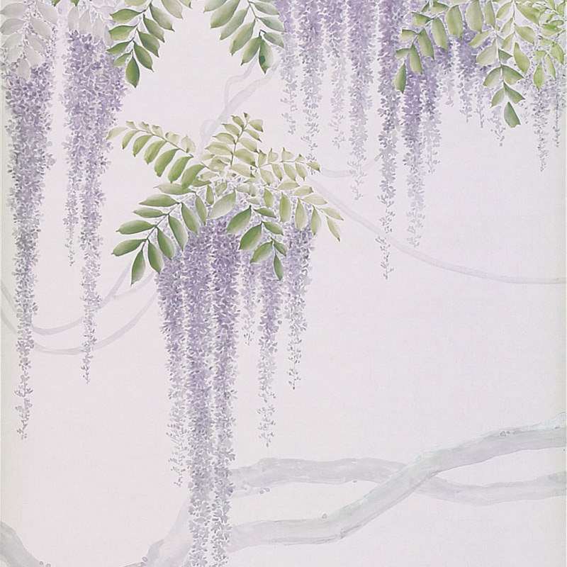 Обои в японском стиле Wisteria Lavender on Lilac Mica metallic Xuan paper  в Краснодаре | Loft Concept 