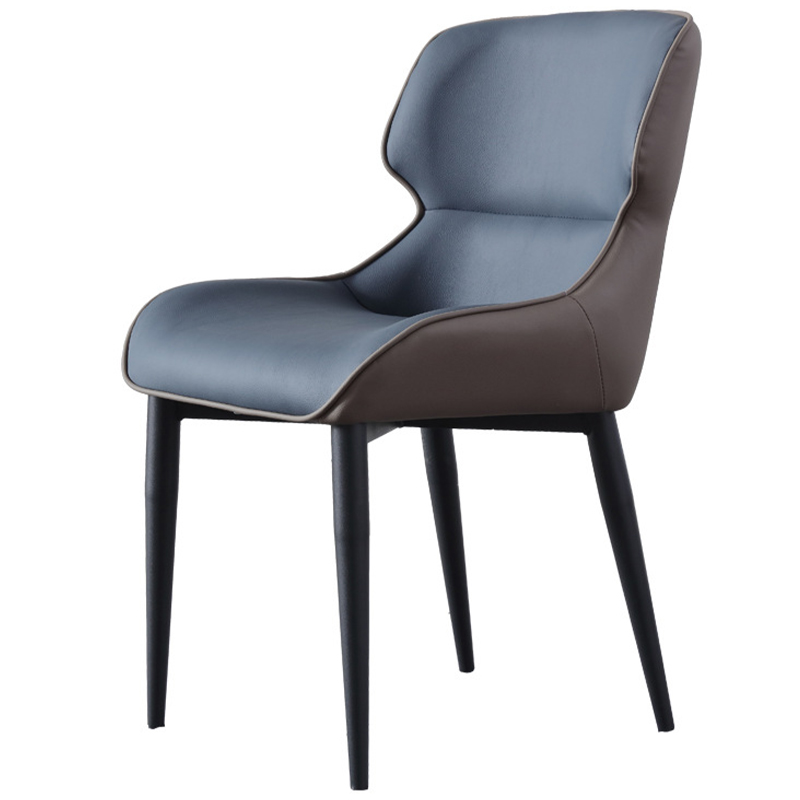 Стул с кожаной двухцветной обивкой Obrien Chair Blue and Grey Синий Серый Черный в Краснодаре | Loft Concept 