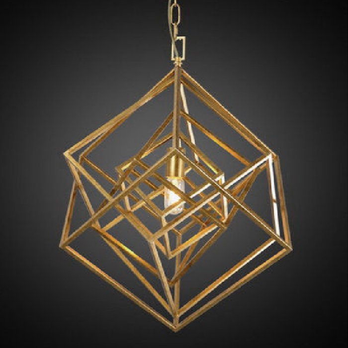 Подвесной светильник CUBIST Chandelier Gold 1 bulbs Золотой в Краснодаре | Loft Concept 