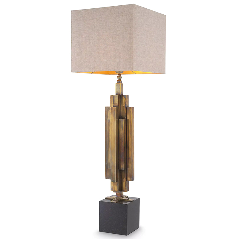 Настольная лампа Eichholtz Table Lamp Ellis Brass Черный Винтажная латунь Бежево-серый в Краснодаре | Loft Concept 