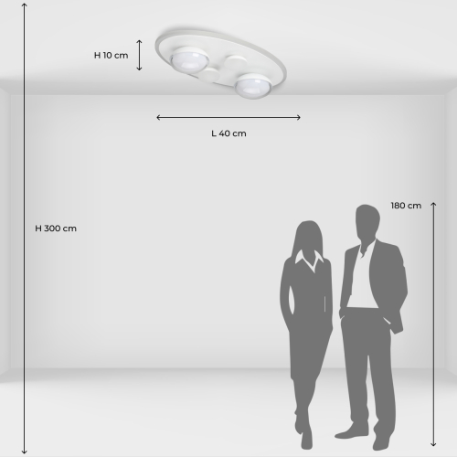 Потолочный светильник овальной формы белого цвета с 4-мя лампами Lunar Pebbles в Краснодаре