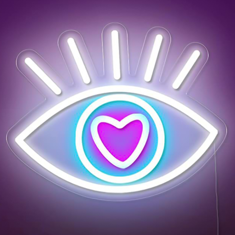 Неоновая настенная лампа Lucky Eye Neon Wall Lamp Белый Бирюзовый Розовый Прозрачный в Краснодаре | Loft Concept 