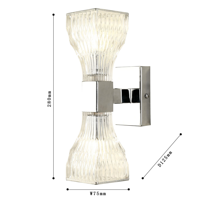 Бра с двумя плафонами из рельефного стекла GLASS HORN Chrome в Краснодаре