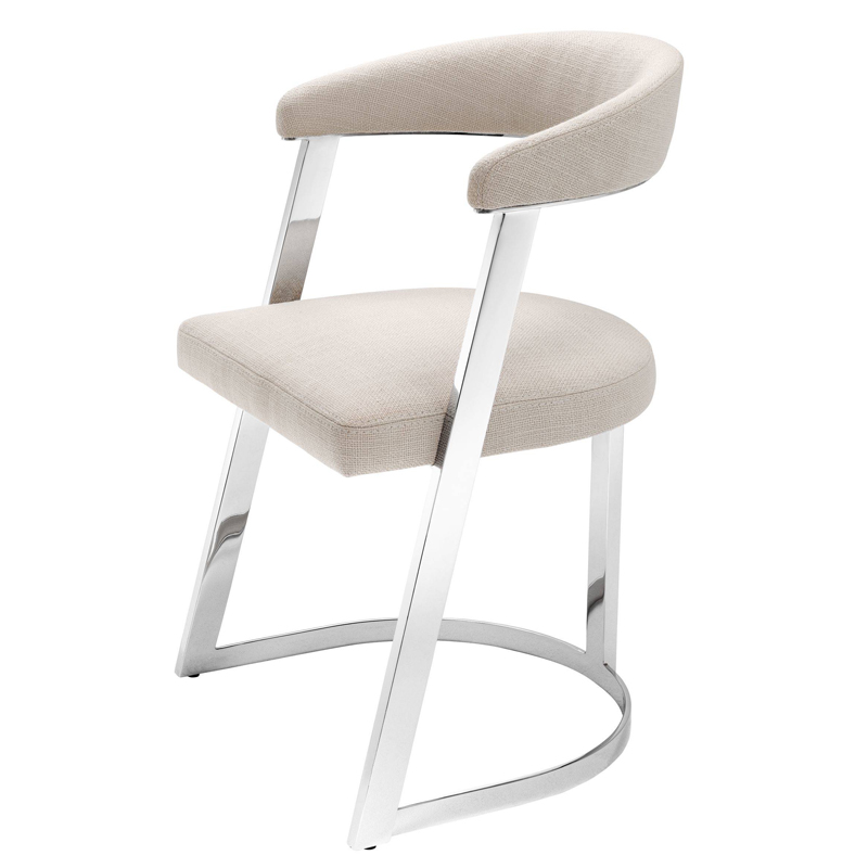 Стул Eichholtz Dining Chair Dexter Nickel Бежевый Никель в Краснодаре | Loft Concept 