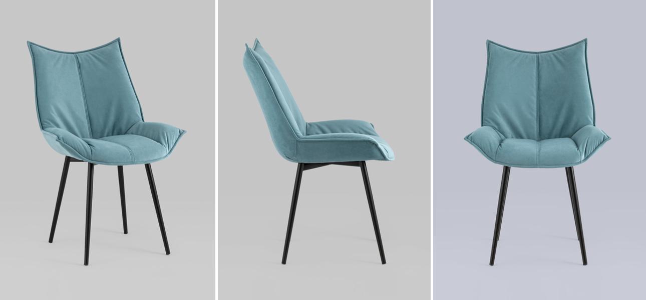 Стул Oslo Chair Голубой Велюр - фото