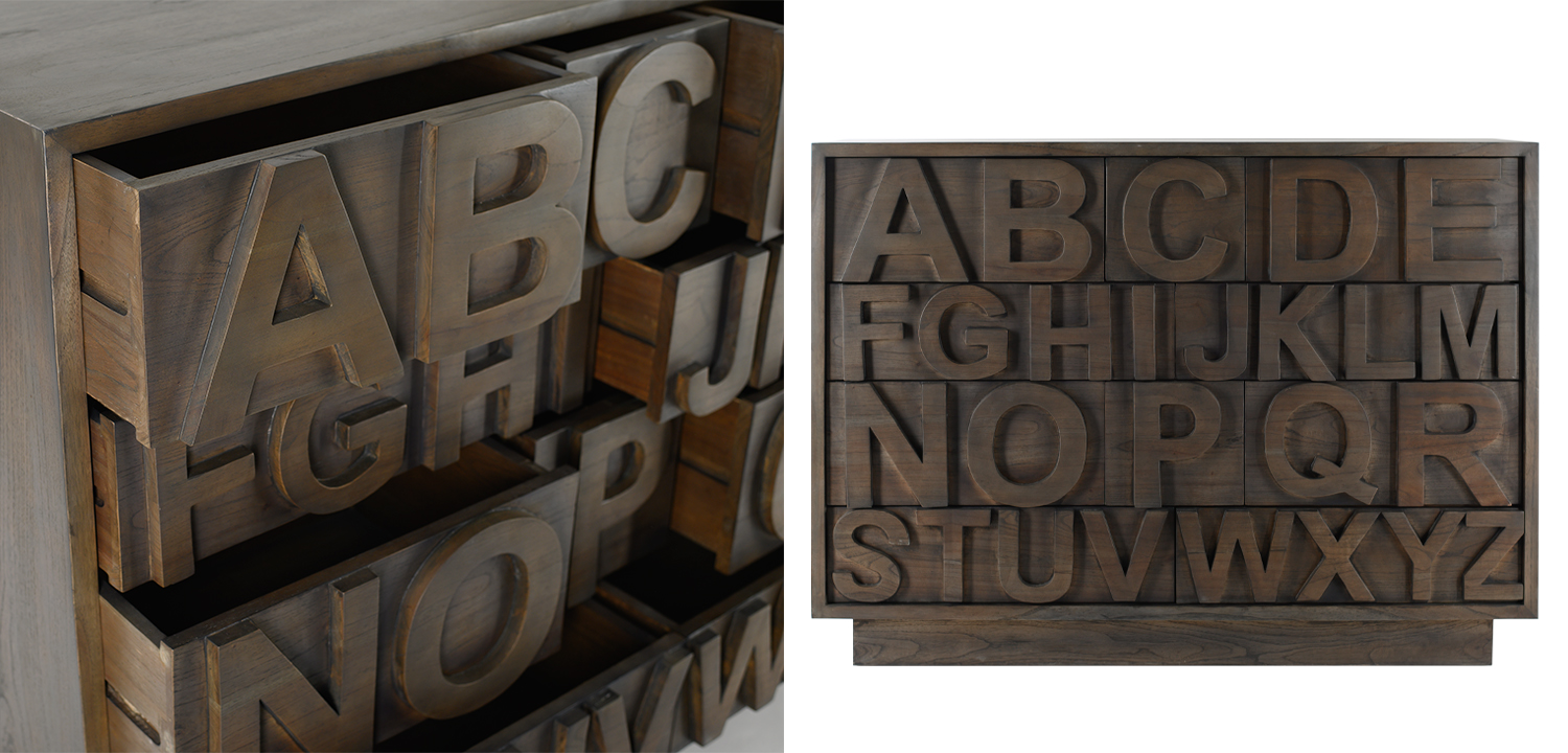 Комод в стиле лофт с английским алфавитом English Alphabet Chest of Drawers - фото