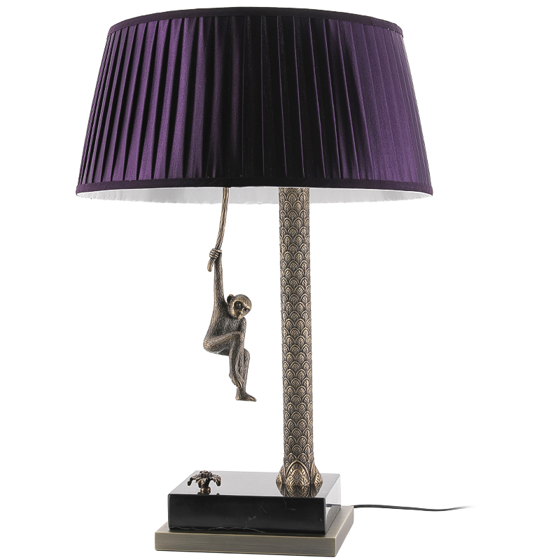 Настольная лампа Джунгли Table Lamp Jungle Purple Латунь Античная полированная Черный Мрамор Nero Пурпурно-фиолетовый в Краснодаре | Loft Concept 