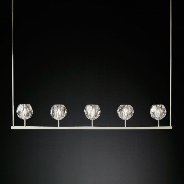 Люстра RH Boule De Cristal Linear Chandelier 5 Прозрачный в Краснодаре | Loft Concept 