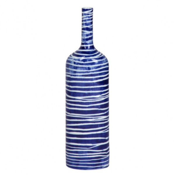 Ваза blue & white ornament Striped Bottle Синий Белый в Краснодаре | Loft Concept 