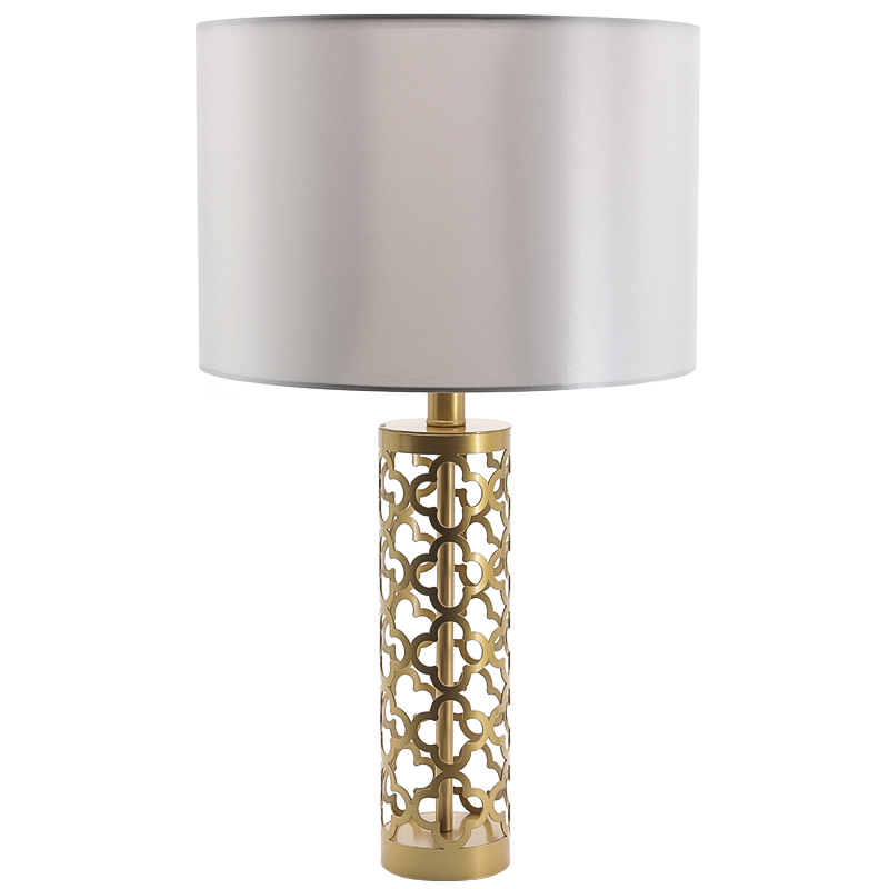 Настольная лампа Arabesque Quatrefoil Drum Table Lamp Золотой Серый в Краснодаре | Loft Concept 