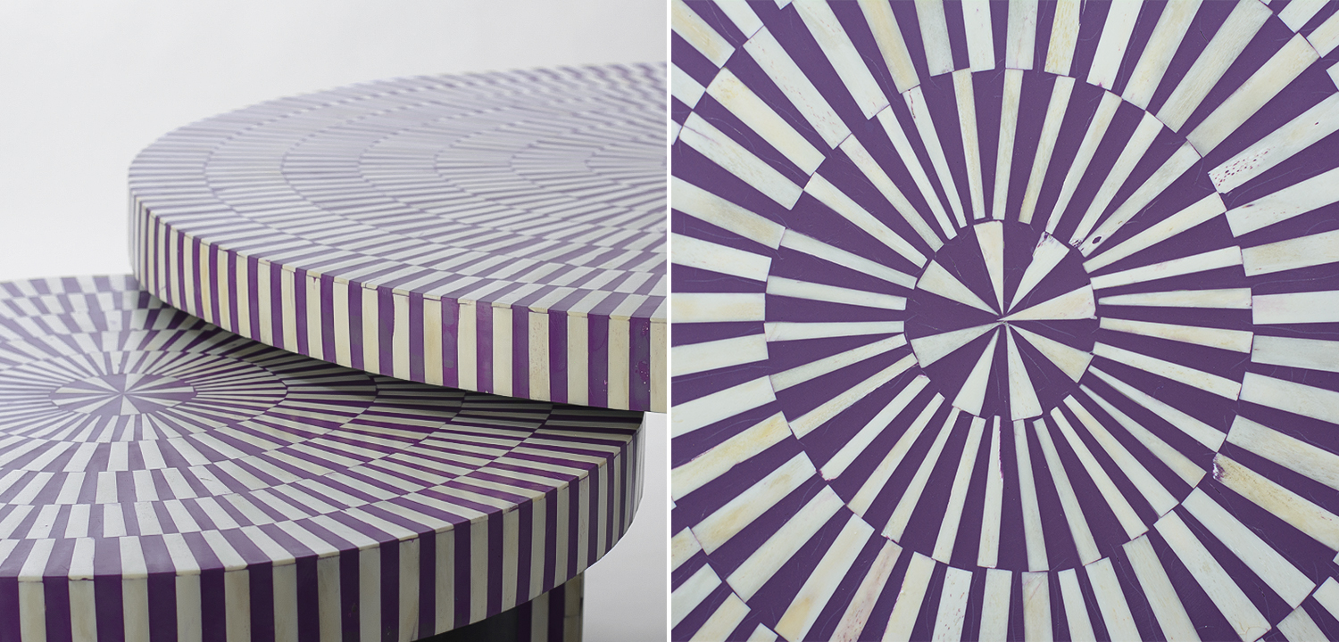 Комплект столиков Bone Inlay Round Violet - фото №1