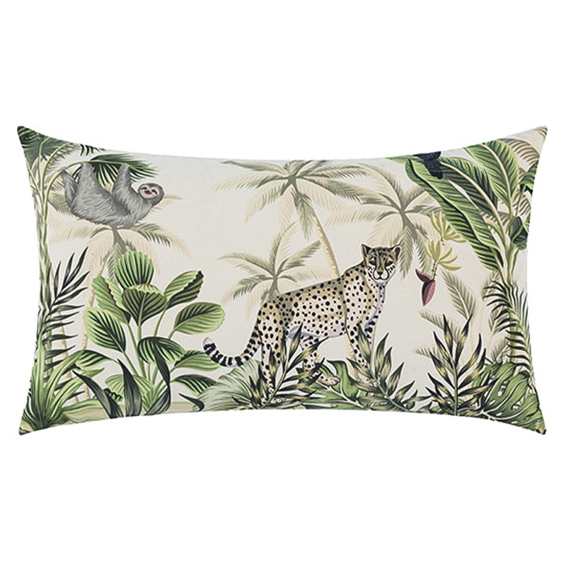 Декоративная подушка Rainforest Animals Cushion Бежевый Зеленый Серый в Краснодаре | Loft Concept 