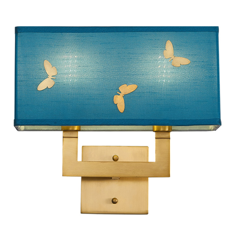 Бра с бабочками Butterflies Blue Background Wall Lamp 2 Латунь Бирюзовый в Краснодаре | Loft Concept 