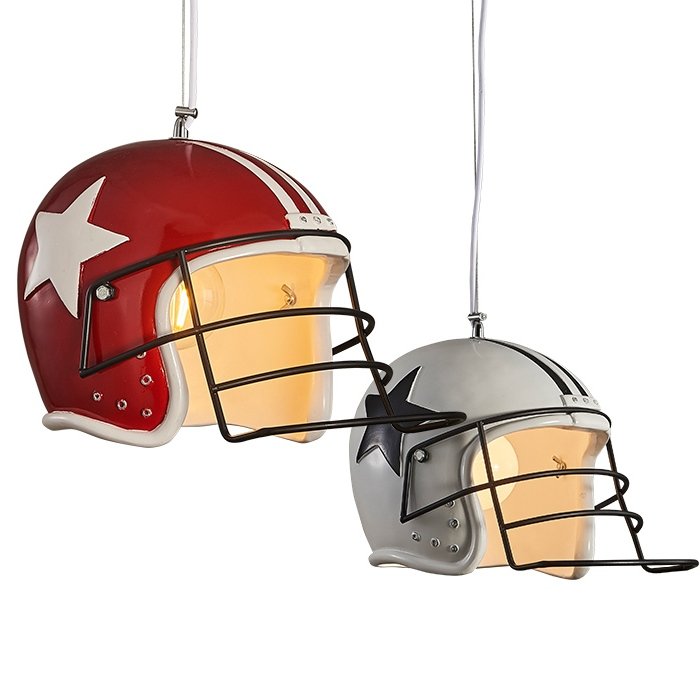 Подвесной светильник Sport Helmet Pendant Белый Красный в Краснодаре | Loft Concept 