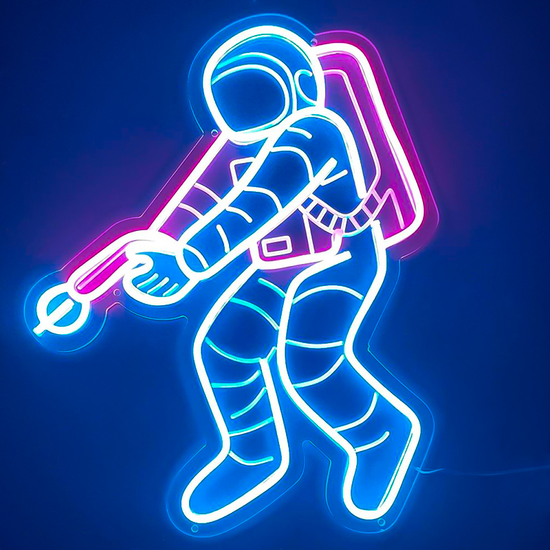 Неоновая настенная лампа Astronaut Neon Wall Lamp Синий Лиловый в Краснодаре | Loft Concept 