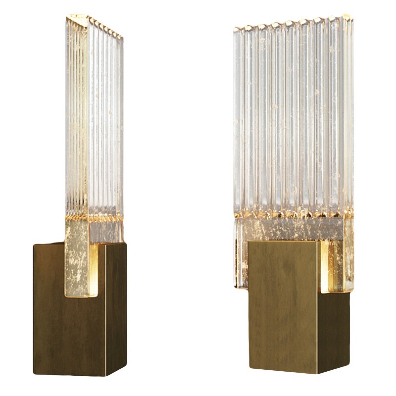 Бра PLEATED GLASS SCONCE Прозрачный (Transparent) Латунь в Краснодаре | Loft Concept 