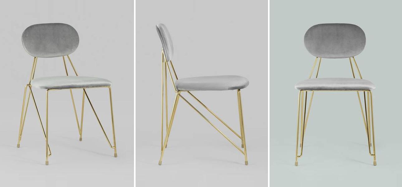 Стул Alice Chair Светло-Серый Велюр - фото