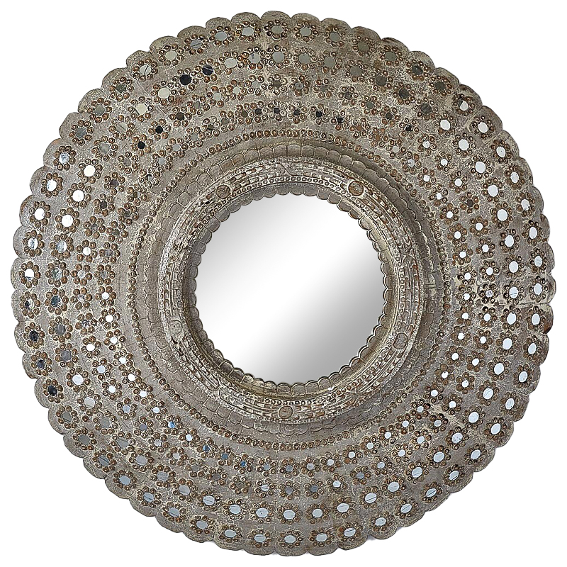 Зеркало Kiran Peacock Mirrors circle Restoration Hardware Бежево-серый в Краснодаре | Loft Concept 