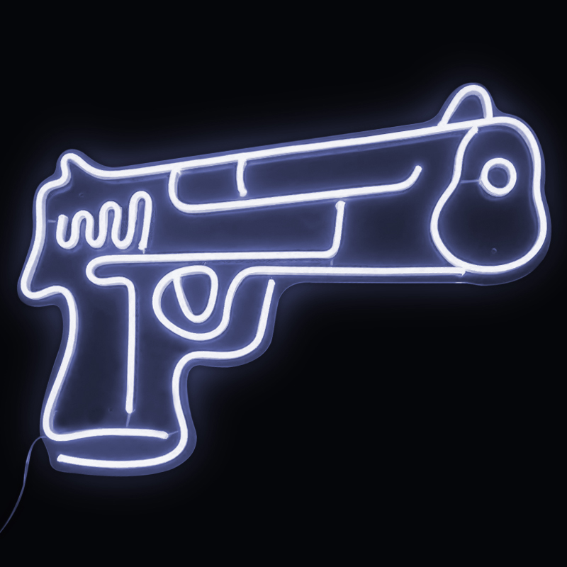 Неоновая настенная лампа Gun Neon Wall Lamp Белый Прозрачный в Краснодаре | Loft Concept 