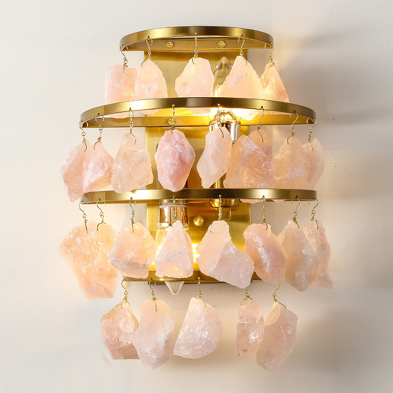 Hardis Pink stone Wall Lamp Латунь Дымчатая Роза в Краснодаре | Loft Concept 