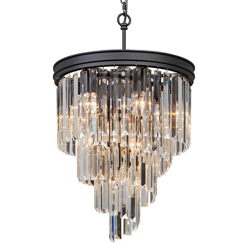 Люстра Odeon Chandelier Helix Black каскад прозрачное стекло  D 48 Прозрачное Стекло Черный матовый в Краснодаре | Loft Concept 